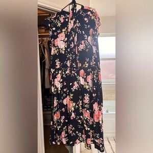 BloomChic Black Maxi Skirt with Pink Floral Print